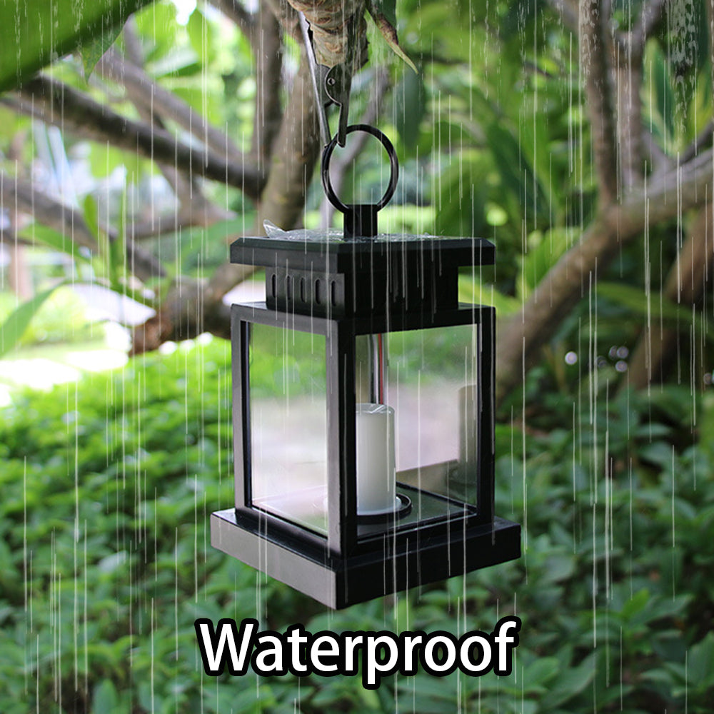 LED Outdoor Solar Hanging Lantern ， Garden Patio Yard Landscape Lights， Warm White， Auto on and off，Black