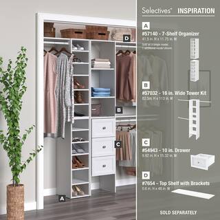 ClosetMaid Selectives 12 in. W White Walk-In Tower Unit Wall Mount Stackable 6-Shelf Wood Closet System 7140