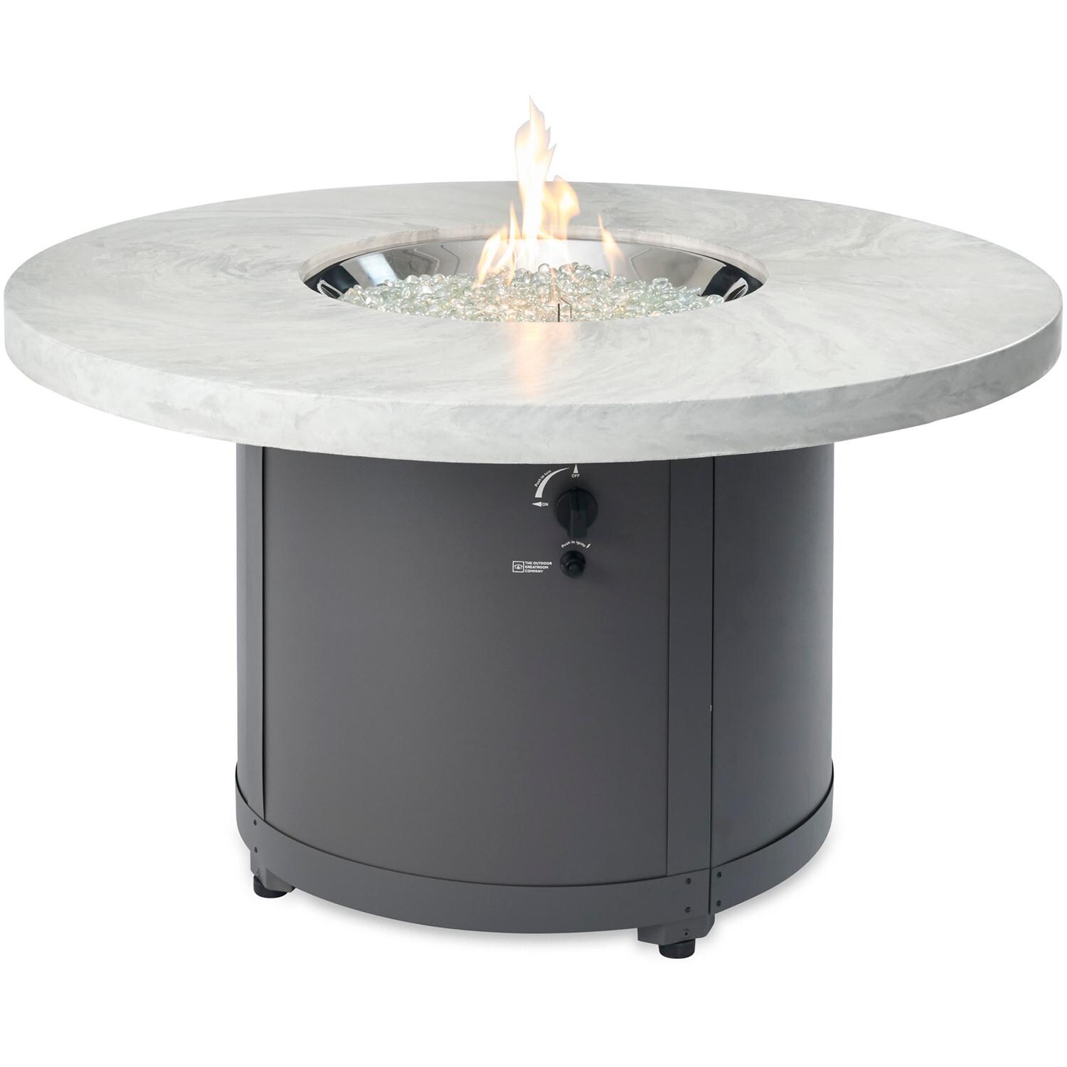 The Outdoor GreatRoom Company Beacon 48-Inch Round Natural Gas Fire Pit Table with 20-Inch Crystal Fire Burner