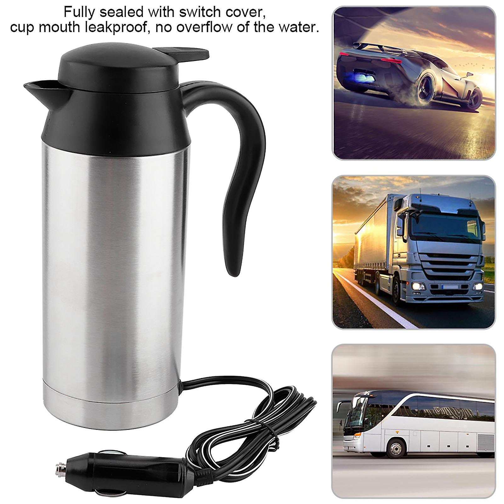 750ml Stainless Steel Car Electric Kettle Coffee Tea For Thermos Water Heating Cup 12v