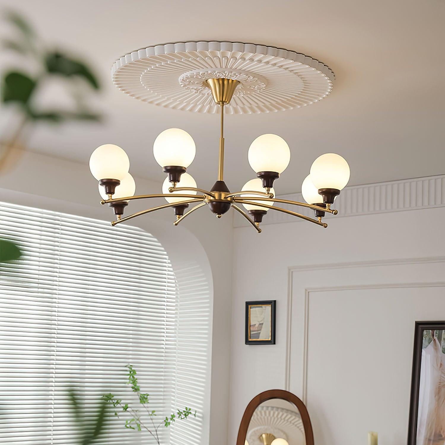 Walnut Glass Ball Chandelier