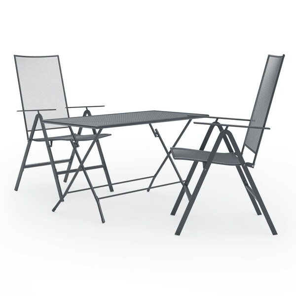 3 Piece Patio Dining Set Steel Anthracite -  - 36225356