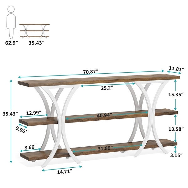 70.8 Inch Narrow Console Table with 3 Tier Shelves