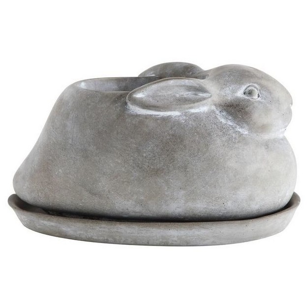 Cement Rabbit Planter amp Saucer Set Of 2 Storied Home