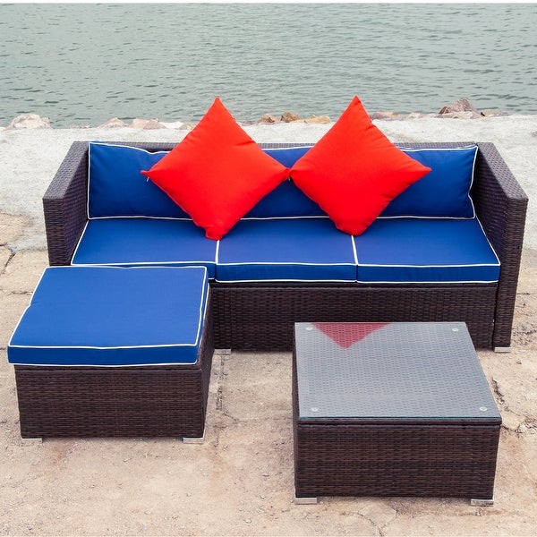 3 Piece Patio Sectional Wicker Rattan Outdoor Furniture Sofa Set - Overstock - 36059079