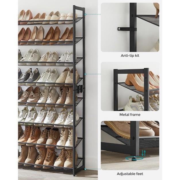 Songmics 8 tier Metal Shoe Rack Adjustable Shelves Hold 32 40 Pairs Set Of 2 Stackable Shoe Organizers