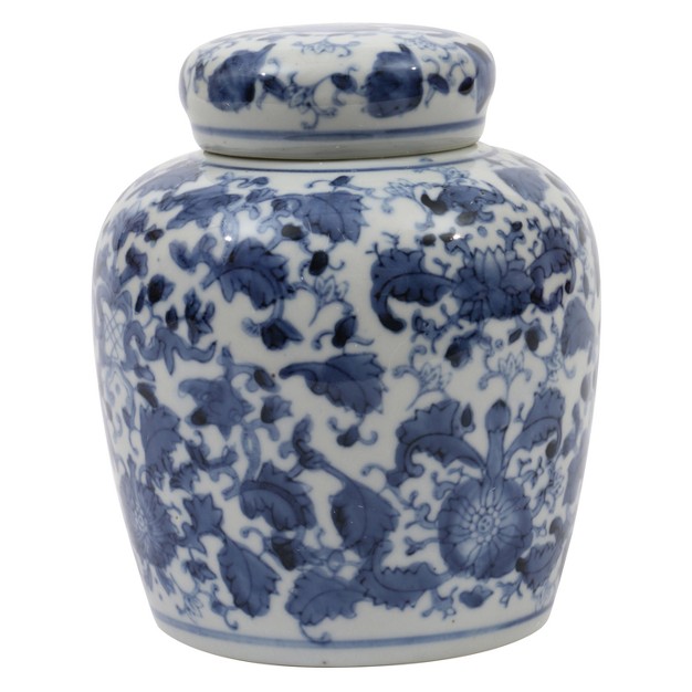 Decorative Ceramic Ginger Jar 6 5 quot Blue white Storied Home