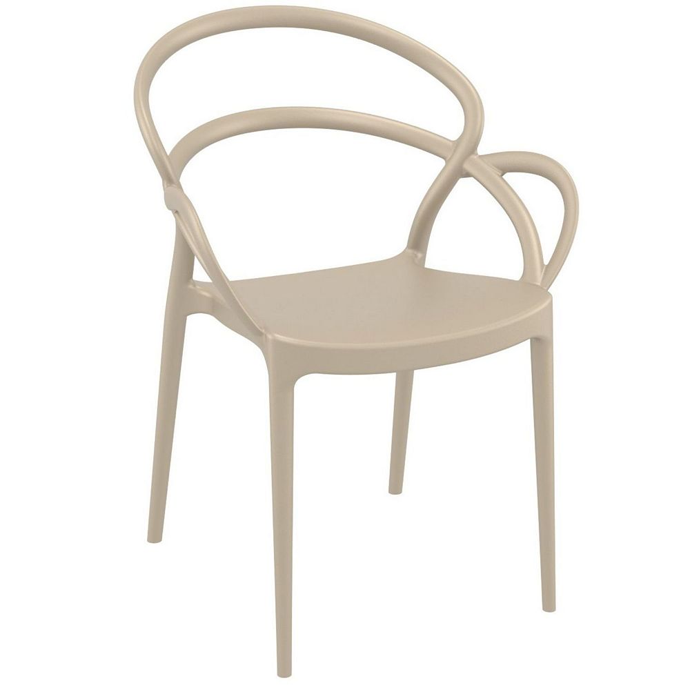 33 Taupe Outdoor Patio Round Dining Arm Chair