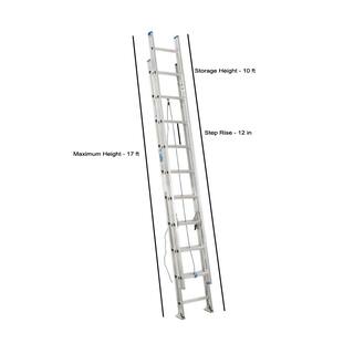 Werner 20 ft. Aluminum D-Rung Extension Ladder with 250 lb. Load Capacity Type I Duty Rating D1320-2