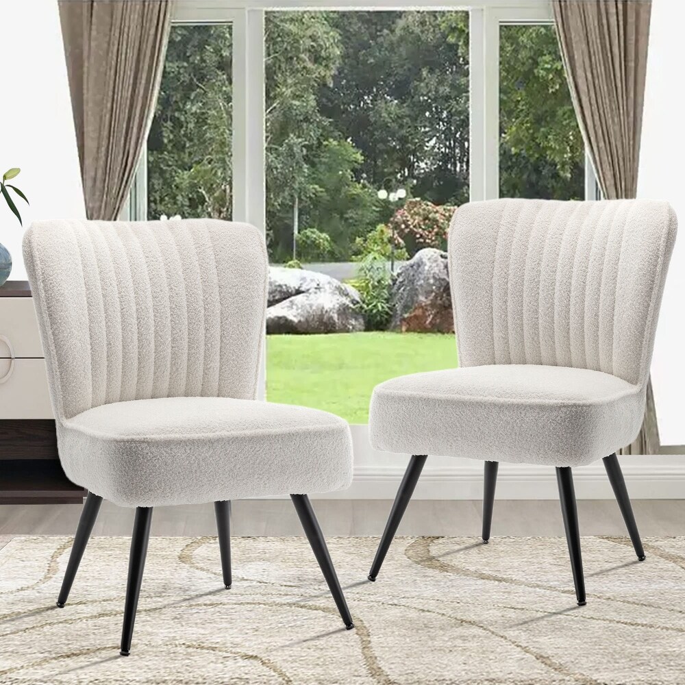 Armless Accent Chair Set of 2   Living Room Chairs modern accent chairs for bedroom