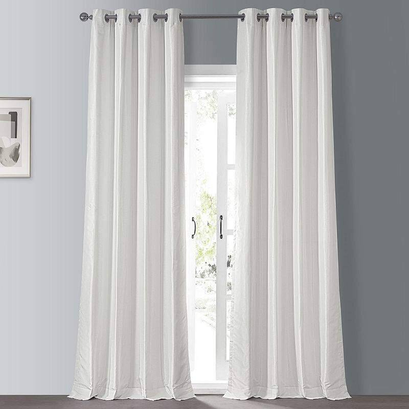 EFF 1-Panel Grommet Blackout Vintage Textured Faux Silk Duponi Window Curtain