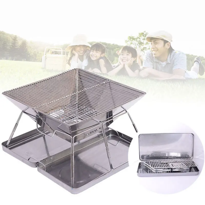 Folding Wood Burning Camp Stove 304 Stainless Steel Grill Camping Fire Pit Portable Backpacking Stove Hiking Survival BBQ Gear