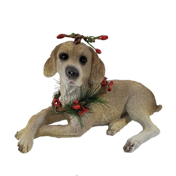 Laying Dog Christmas Tabletop Figurine