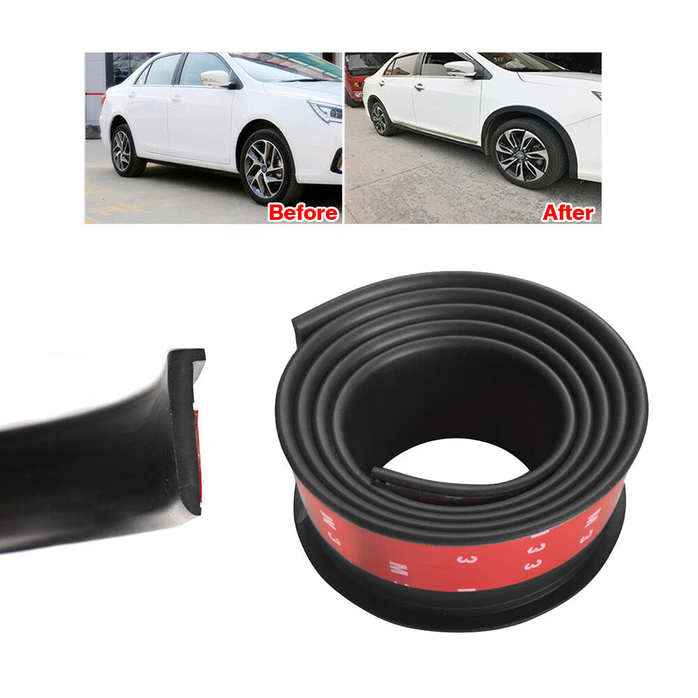 ZXMT 2pcs 5ft Universal Fender Flares Protector Wheel Moulding Strip Stick Rubber(Black)