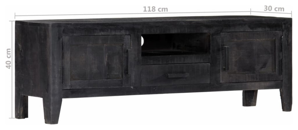 vidaXL TV Stand TV Unit Sideboard TV Console Cabinet Black Solid Mango Wood   Transitional   Entertainment Centers And Tv Stands   by VirVentures  Houzz