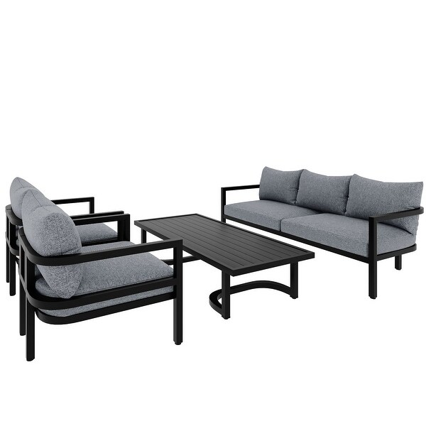 4-Piece Multi-person Outdoor Steel Sofa Set， Waterproof， Anti-rust， Anti-UV， Perfect for Gardens and Lawns， Ultimate Relaxation - Overstock - 37905058