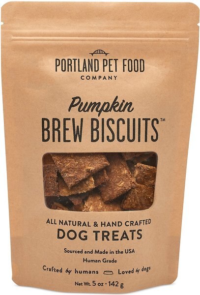 Portland Pet Food Company Pumpkin Brew Biscuits Dog Treats， 5-oz bag