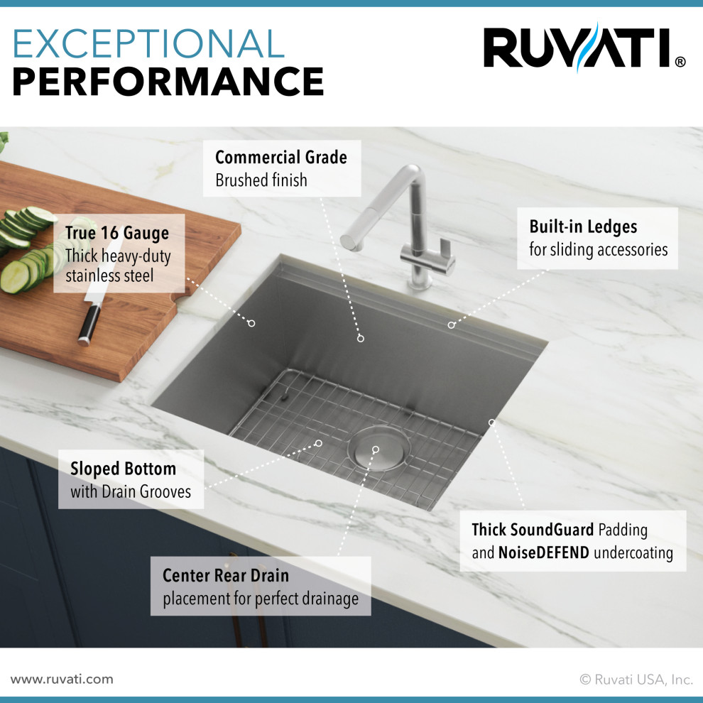 Ruvati RVH8307 21 quotStainless Steel Workstation Single Bowl Bar Prep Sink   Bar Sinks   by Blue Bath  Houzz