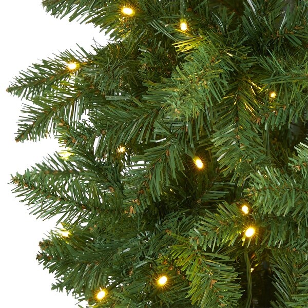 8' Slim Green Mountain Pine Christmas Tree with 400 Clear LED Lights