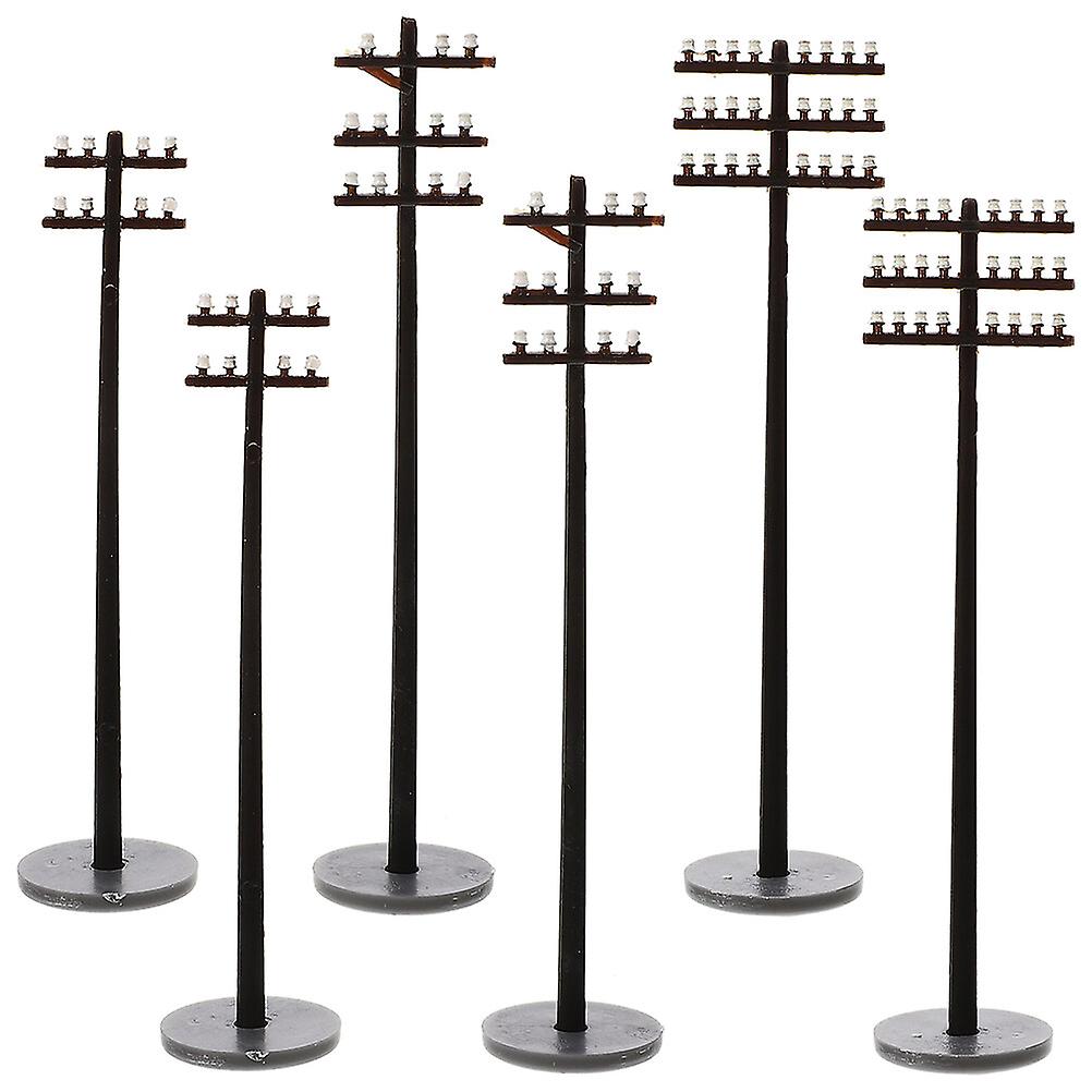 6pcs Miniature Train Construction Telegraph Poles Sand Table Scene Telegraph Poles