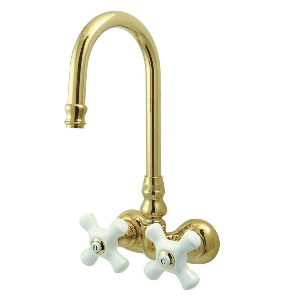 Kingston Brass Vintage 2-Handle Wall-Mount Clawfoot Tub Faucets in Polished Brass HCC79T2