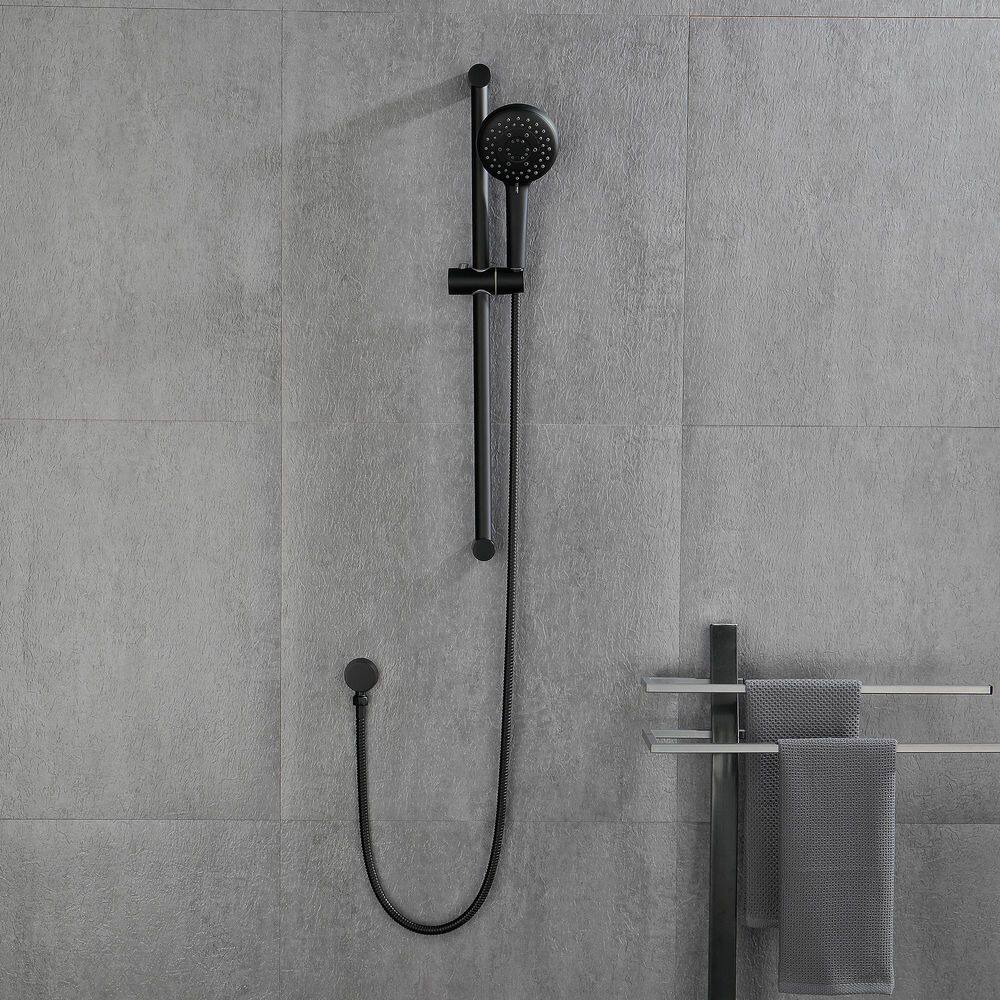 WELLFOR 4-Spray Multi-Function Wall Bar Shower Kit with Hand Shower in Matte Black WA3001MB