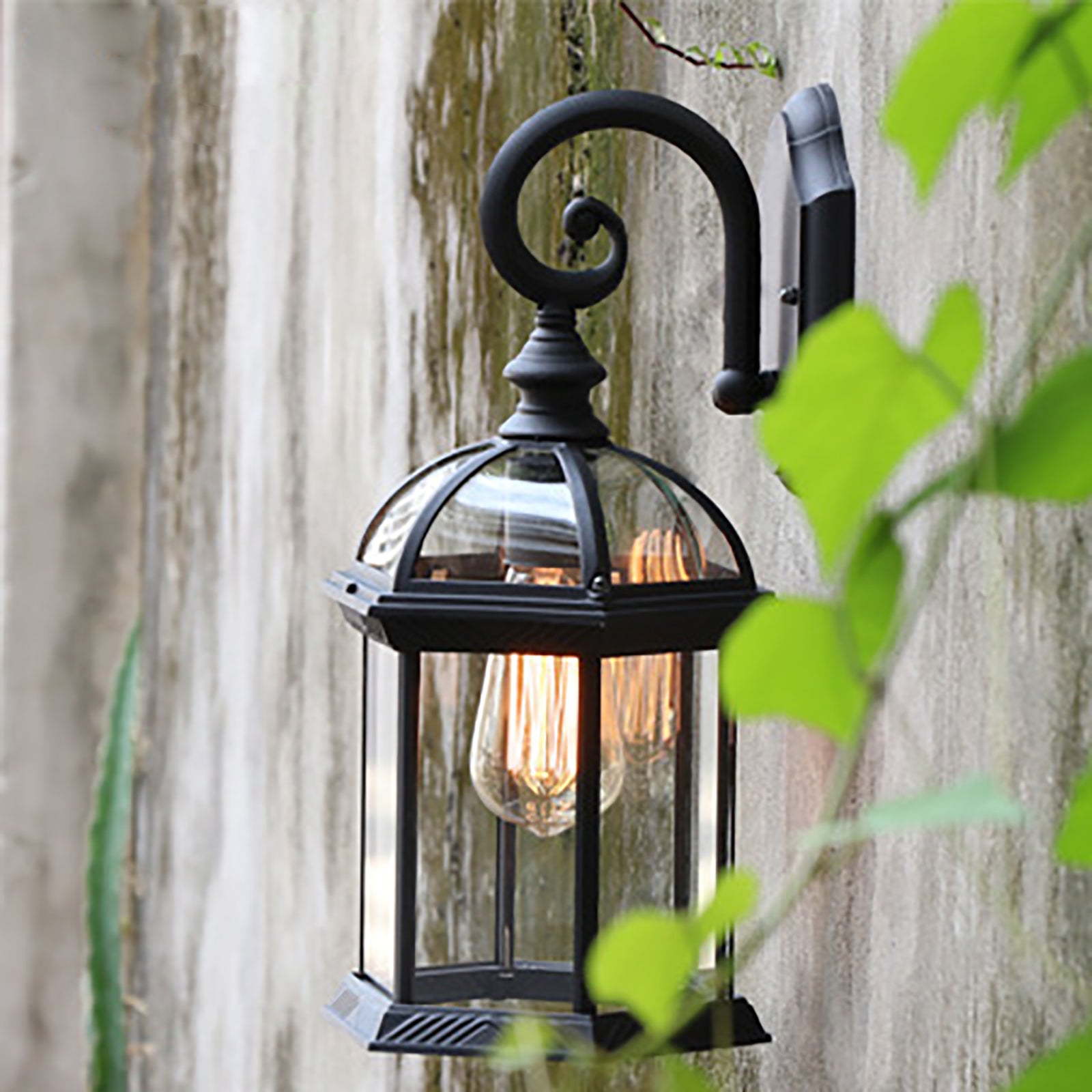 Miumaeov Retro Outdoor Wall Ligh Waterproof Porch Lamp Outdoor Garden Lamp Sconce E26 Aluminum Glass 7.9x7.9x15.75 inch