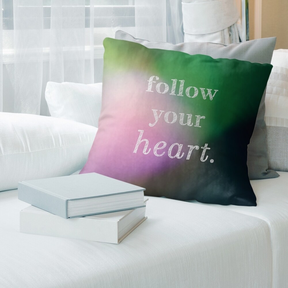 Quotes Multicolor Background Follow Your Heart Quote Pillow (Indoor/Outdoor)