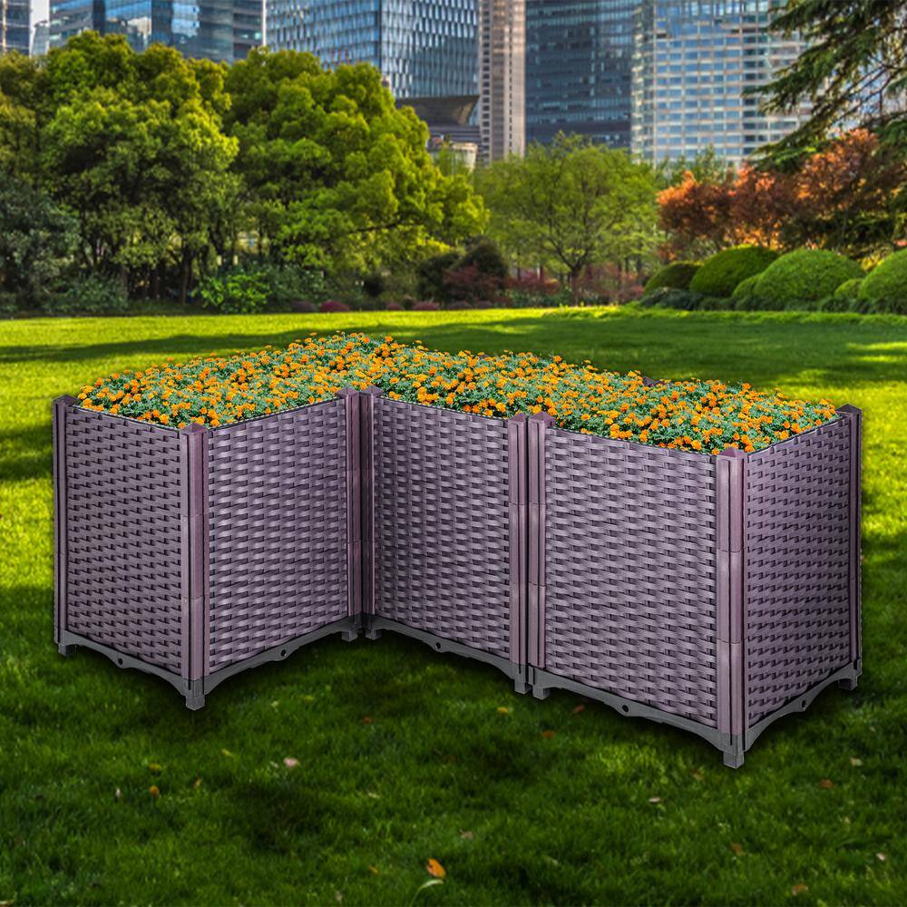 VEVOR Plastic Raised Garden Bed 20.5 in. H Flower Box Kit Raised Planter Set of 4 Raised Planter Boxes for Outdoor ZFXSLG52CMHVFYR1LV0