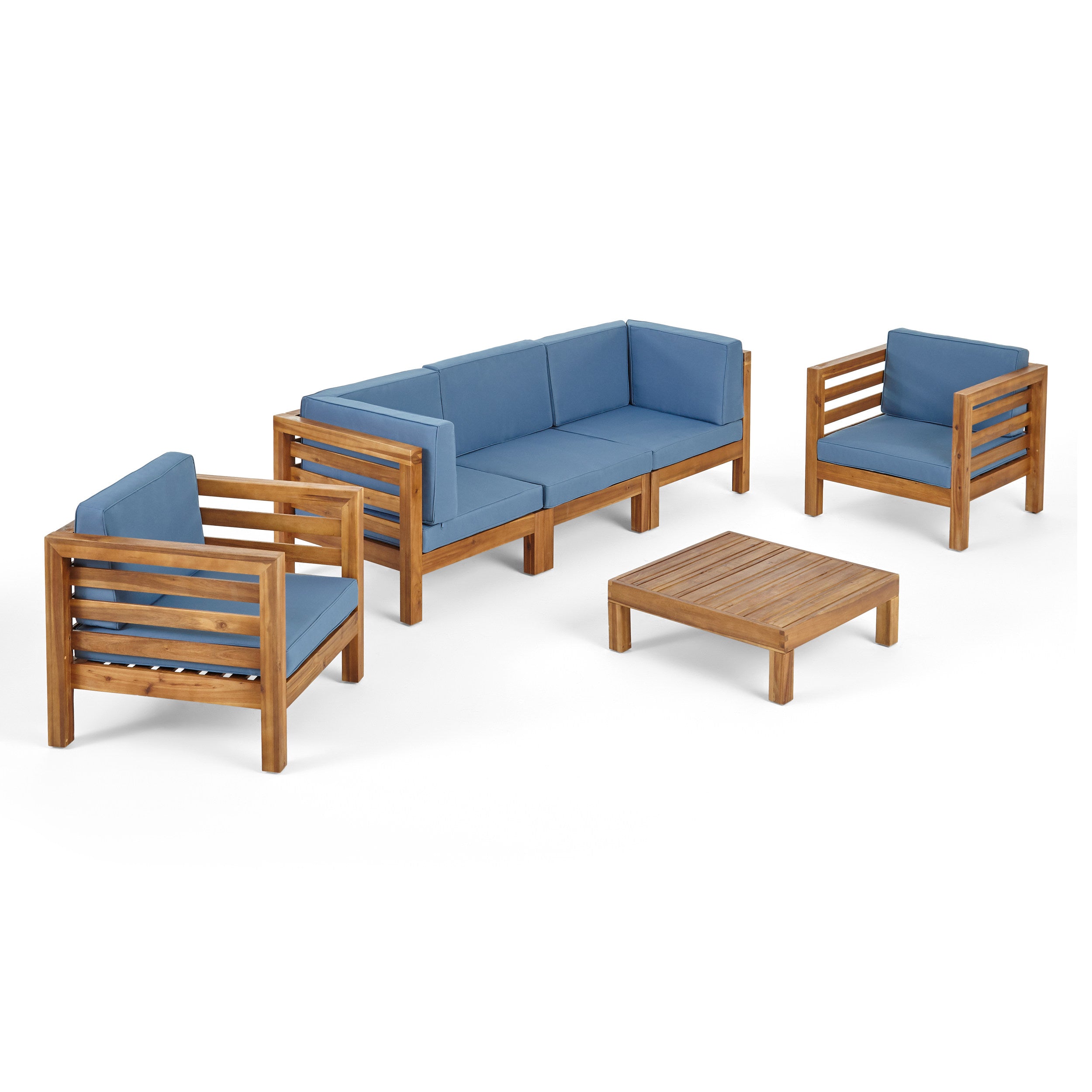 Emma Outdoor 5 Seater Acacia Wood Sofa Chat Set