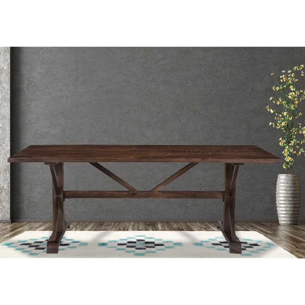 Hanover Annecy Rectangular Mango Wood Dining Table with Trestle Base  76 In. W x 36 In. D x 30 In. H