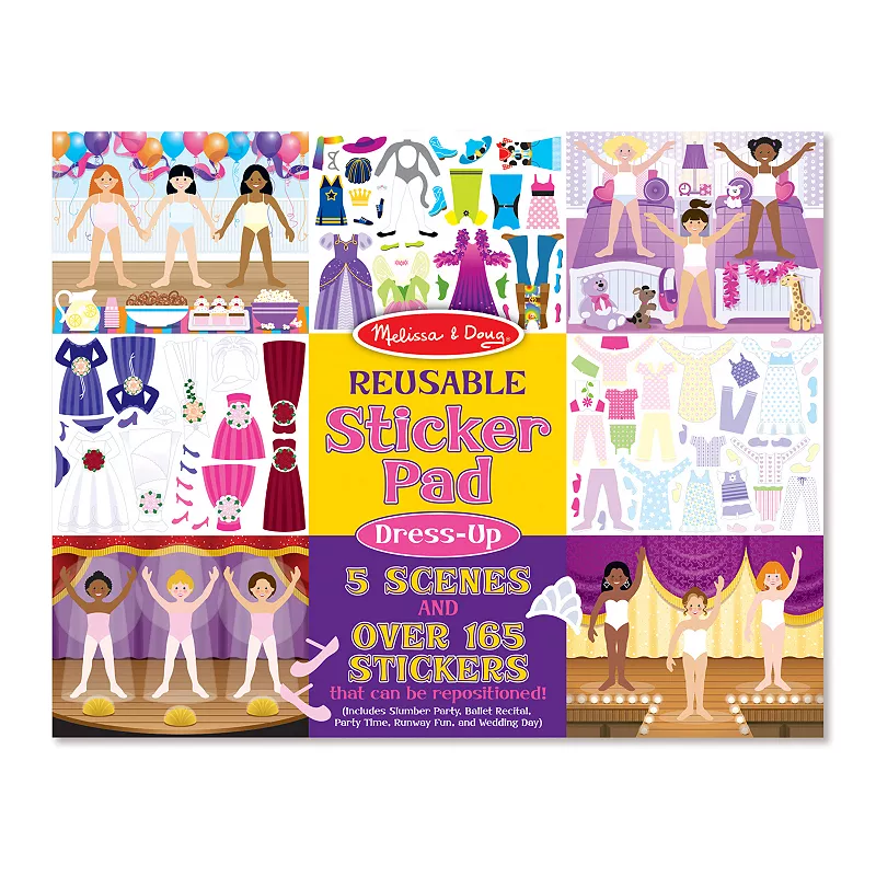 Melissa and Doug Reusable Sticker Pad: Dress-Up - 165+ Reusable Stickers