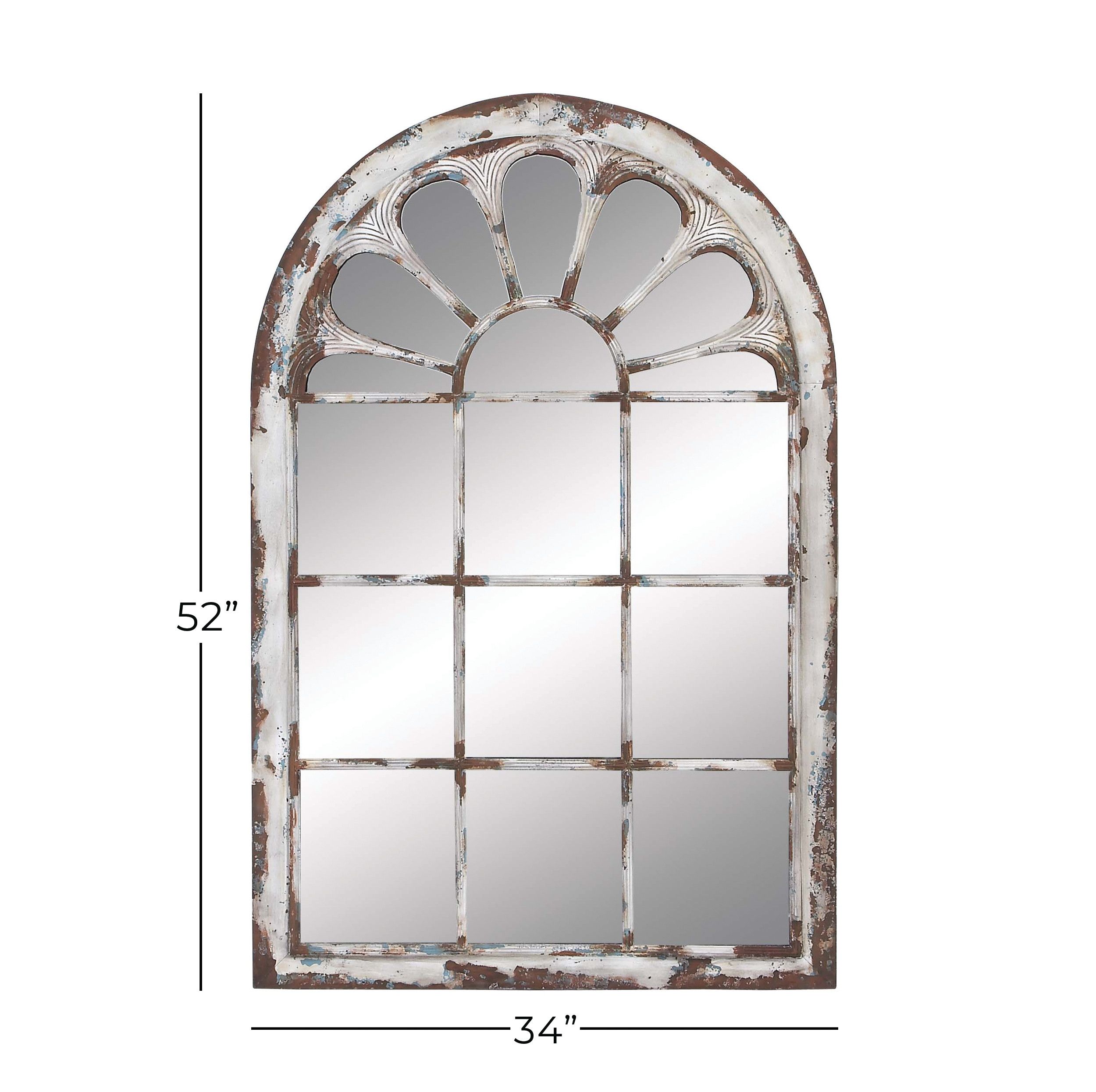 White Vintage Metal Wall Mirror 52 x 34