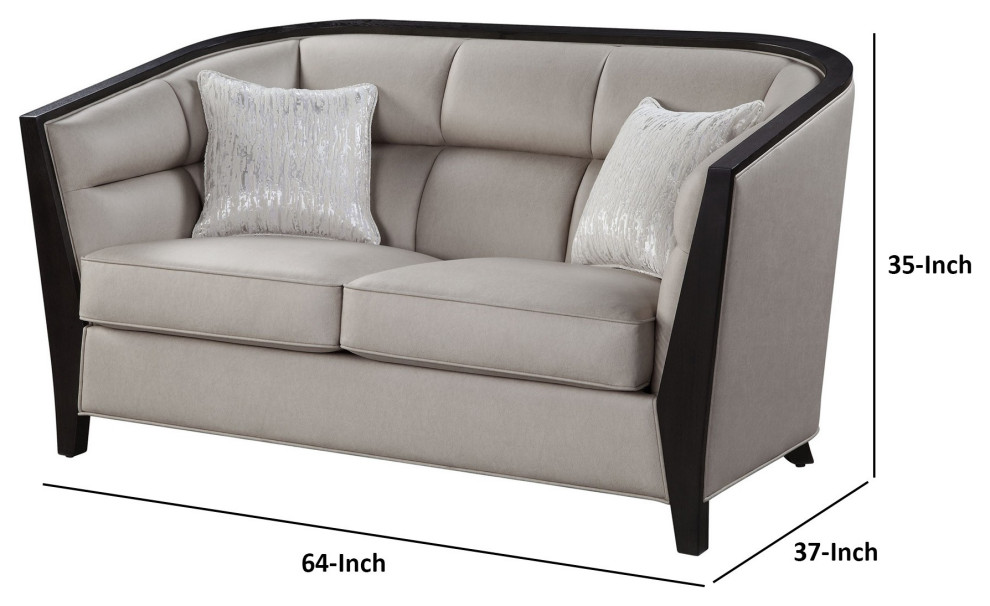 Benzara BM250633 Loveseat With Curved Fixed Back and Shelter Arms  Beige   Transitional   Loveseats   by Uber Bazaar  Houzz