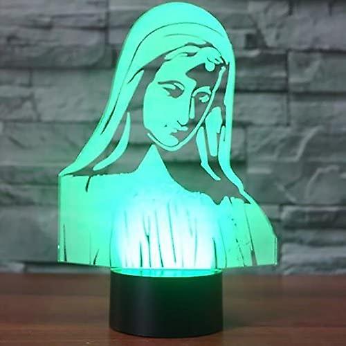 3d The Virgin Mary Night Light Touch Switch 7 Color Change Led Table Desk Lamp Acrylic Flat Abs Base Usb Charger Home Toy Brithday Xmas Kid Children G