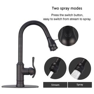 Akicon Single Handle Pull-Down Sprayer Kitchen Faucet in Oil Rubbed Bronze AK415-ORB