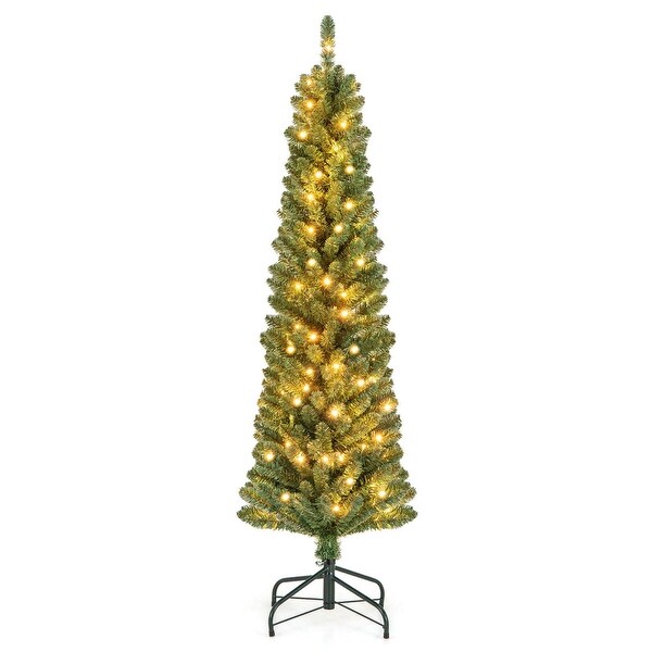 Costway 5/6/7/8 FT Pencil Christmas Tree with 295/392/523/671 Memory