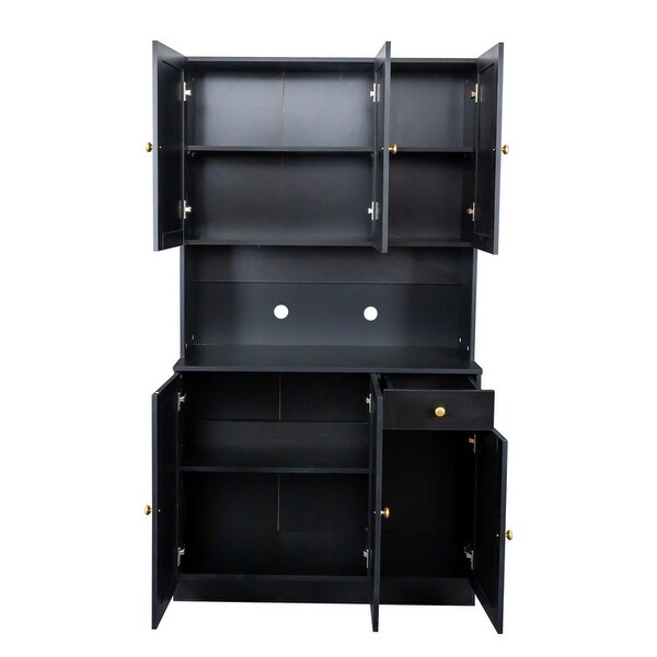 Wood Closet with 6 Doors，1 Drawer and 1 Open Shelves， Easy Cleaning， Durability and Easy Maintenance - - 37938179