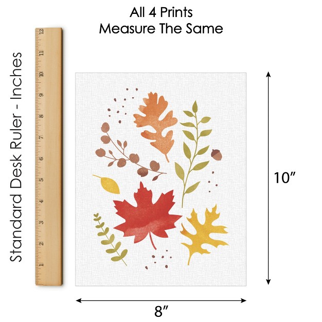 Big Dot Of Happiness Fall Foliage Unframed Autumn Leaves Linen Paper Wall Art Set Of 4 Artisms 8 X 10 Inches