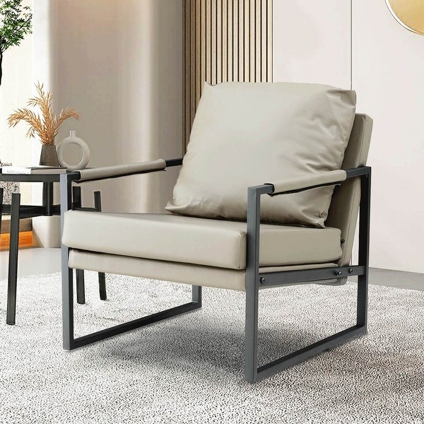 Accent Arm Chair with Metal Frame Extra-Thick Padded Backrest and Seat Cushion Sofa Chairs for Living Room