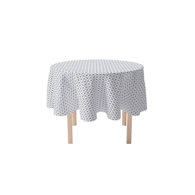 Round Tablecloth， 100% Cotton， 60 Round， Criss Cross Pattern