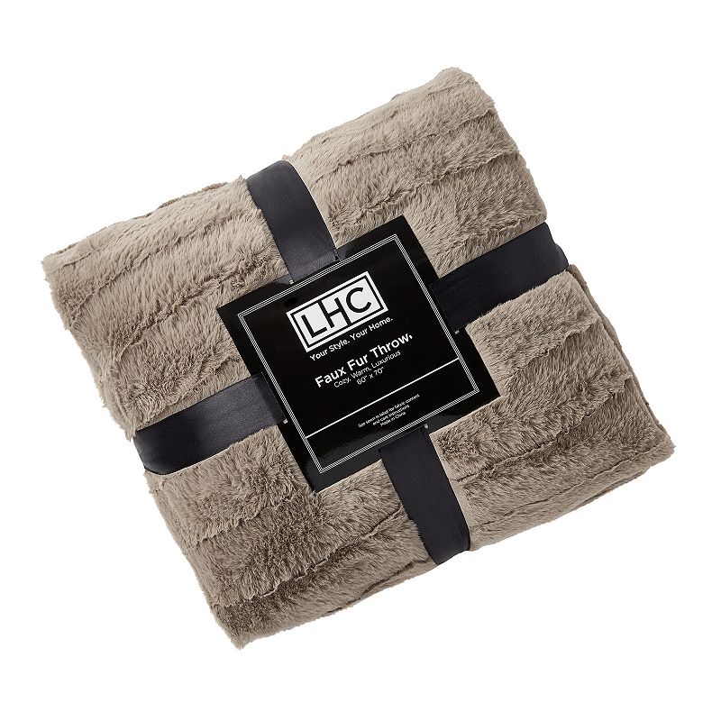 Portsmouth Home Faux Fur Jacquard Throw Blanket