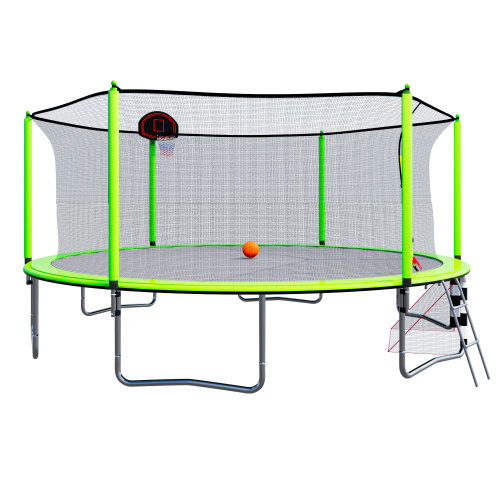 16FT Trampoline with Basketball Hoop pump and Ladd...