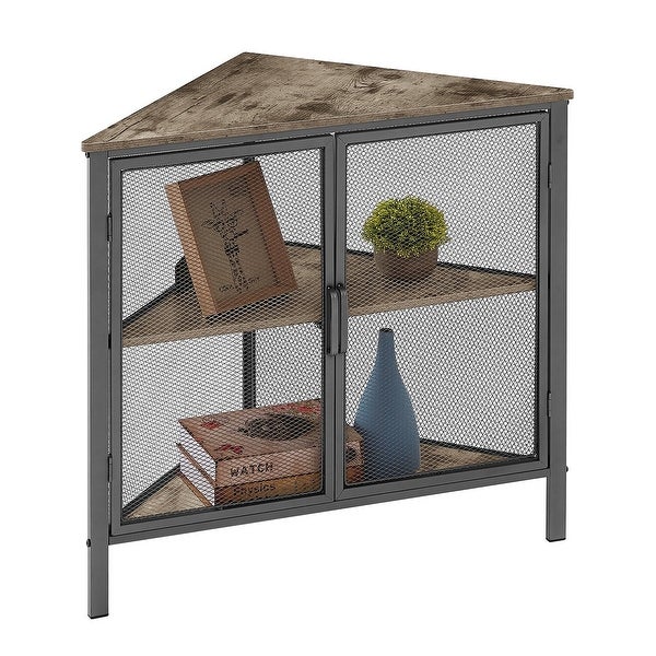 Modern Triangle Corner Side Table/End Table with 3-tier Shelf