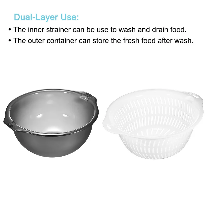 Rice Bowl Drain Basket Mesh Strainer Colander Food Filter Basket 2Pcs， Large and Small