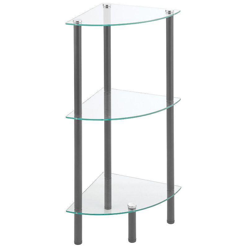 mDesign Glass/Metal Household Corner Organizer Shelf