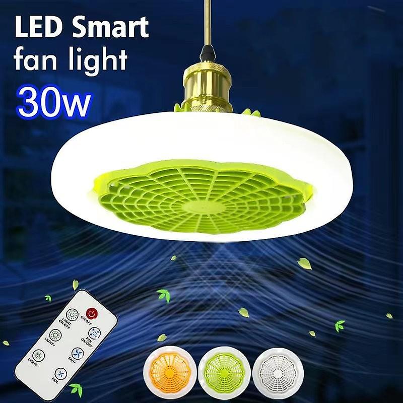 New Ceiling Fan With Lights E27 Lampstand 30w Remote Control Indoor Led Light Ceiling Fan Silent Bedroom Kitchen Decor Lamp Fans