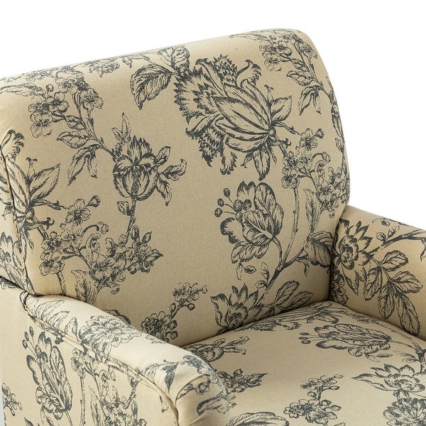 Geltrude Traditonal Floral Fabric Design Upholstered Accent Armchair with Turned Legs by HULALA HOME