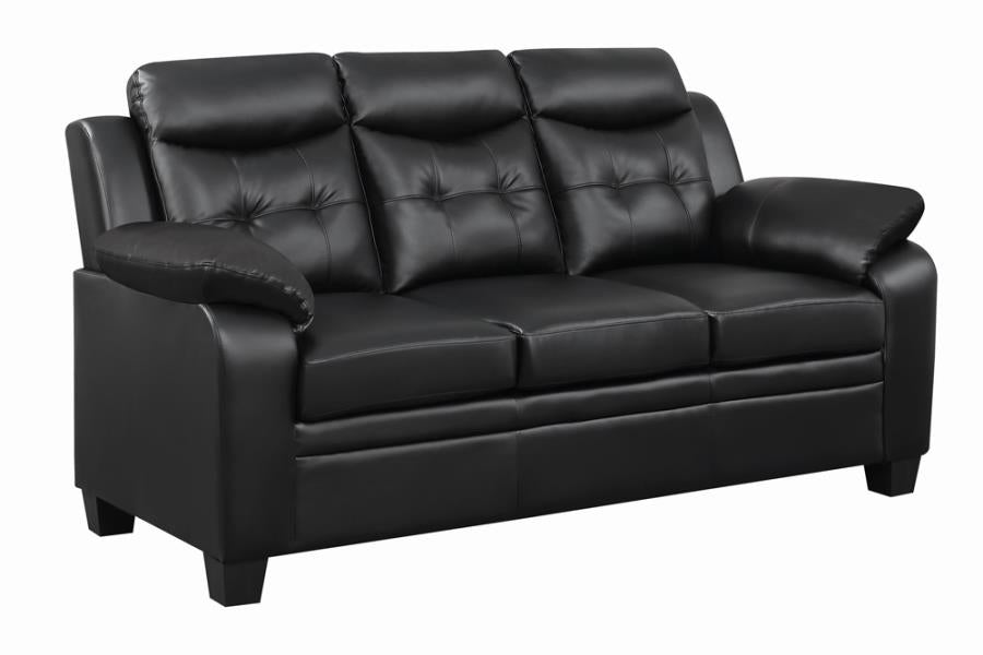 Finley Upholstered Pillow Top Arm Living Room Set Black