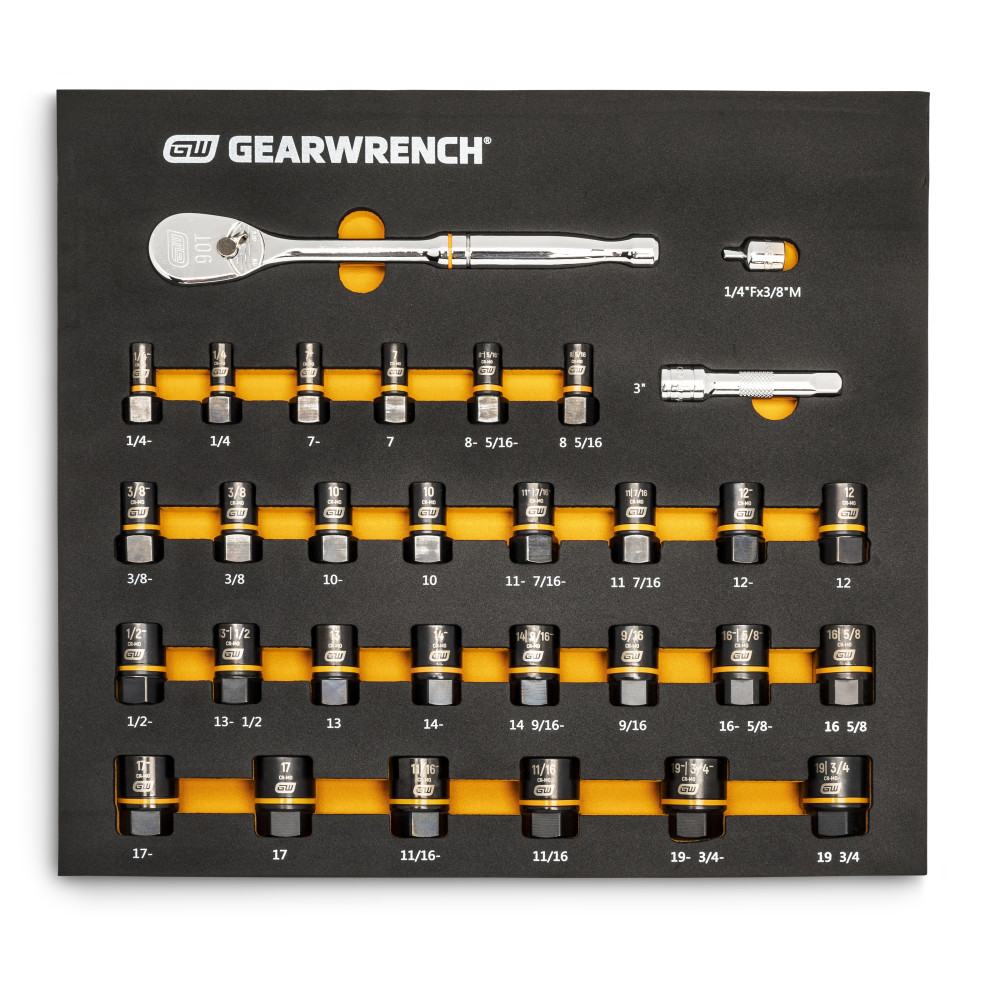 GEARWRENCH Bolt Biter Ratchet Socket Set MM/SAE with EVA Foam Tray 31pc 86525 from GEARWRENCH